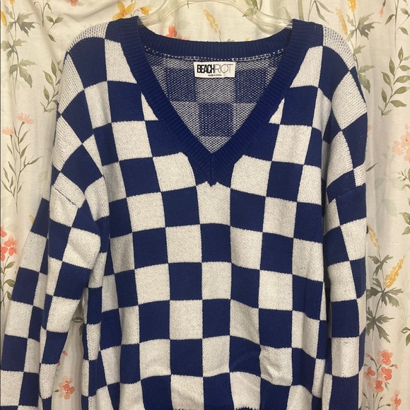 Beach Riot Blue Checkered Joey Sweater — Size M - Picture 2 of 7